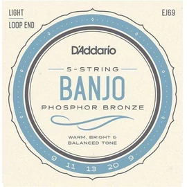 D'Addario EJ69 5 húros banjo húrkészlet 009-020, phosphor-bronze, light gauge