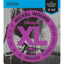 D'Addario ESXL120 elektromos gitár húrkészlet 9-42 nikkel, széria XL super lite, golyó mindkét végén