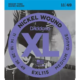 D'Addario EXL115 elektromos gitár húrkészlet 11-49 nikkel, széria XL blues/jazz rock