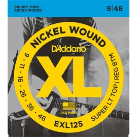 D'Addario EXL125 elektromos gitár húrkészlet 9-46 nikkel, széria XL super lite top/reg bottom