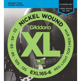 D'Addario EXL165-6 basszus gitár húrkészlet 6-húros  32-135 nikkel, széria XL long scale