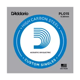 D'Addario PL015 különálló akusztikus/elektromos gitárhúr, acél, 015