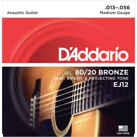 D'Addario EJ12 akusztikus gitár húrkészlet 80/20, húrkészlet 13-56 bronz, medium