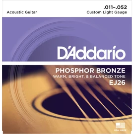 D'Addario EJ26 akusztikus gitár húrkészlet 11-52 phosphor-bronze, custom lite