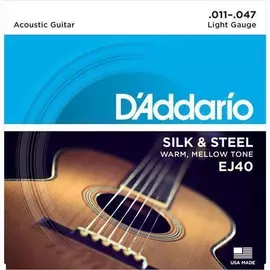 D'Addario EJ40 akusztikus gitár húrkészlet acoustic/folk, húrkészlet 11-47 silón/acél,