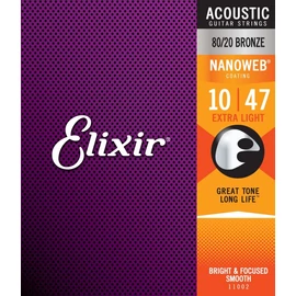 Elixir 80/20 Bronze NanoWeb 10-47(11002) Extra Light akusztikus húrkészlet