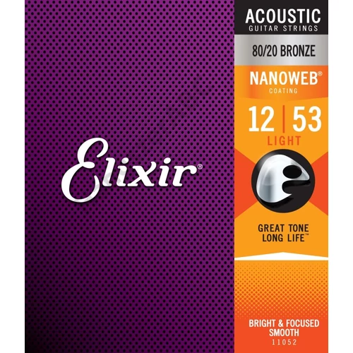 Elixir 80/20 Bronze NanoWeb 12-53(11052) Light akusztikus húrkészlet