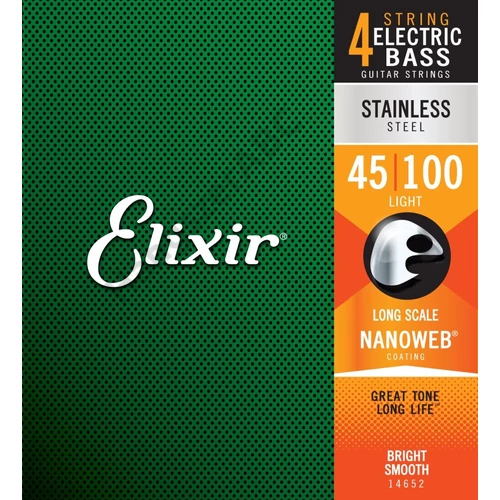 Elixir NanoWeb (14652) Stainless Steel Bass 45-100 Light basszusgitár húrkészlet