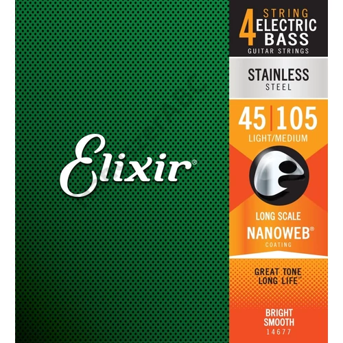 Elixir NanoWeb (14677) Stainless Steel 45-105 Light/Medium basszusgitár húrkészlet