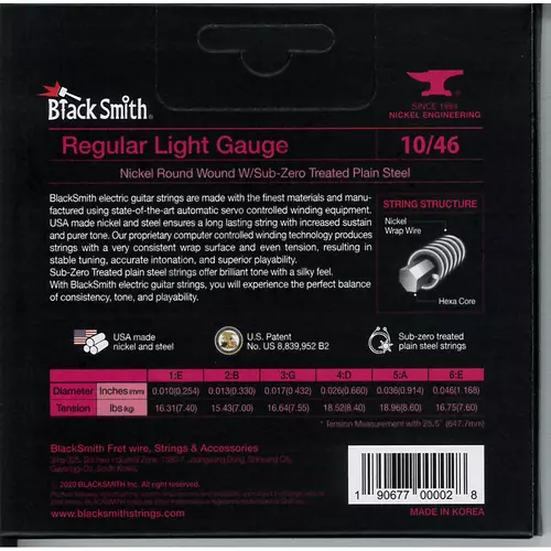 BlackSmith Electric, Regular Light 10-46 húr
